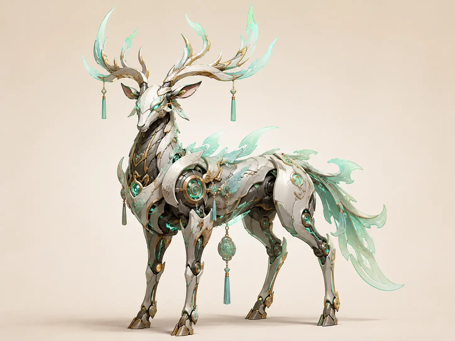 Fantasy mechanical deer concept art used as a 3D reference